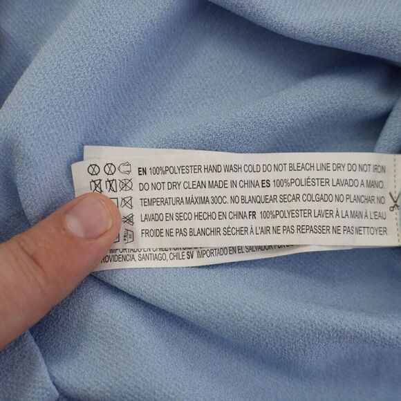 Forever 21 Crop Top Blouse Blue Crew Neck Short Sleeve Medium Polyester Back Zip - Picture 9 of 9